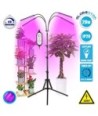 GloboStar® 85956 Grow Light Full Spectrum LED Φωτιστικό Ανάπτυξης Φυτών Γλάστρας με 4 Κινούμενες Κεφαλές & Τρίποδο 150cm SMD 2835 20W 180° AC230V IP20 με Dimmer & Timer Εσωτερικού Χώρου για Κάλυψη Επιφάνειας 1m x 1m Πλήρους Φάσματος Φωτισμού